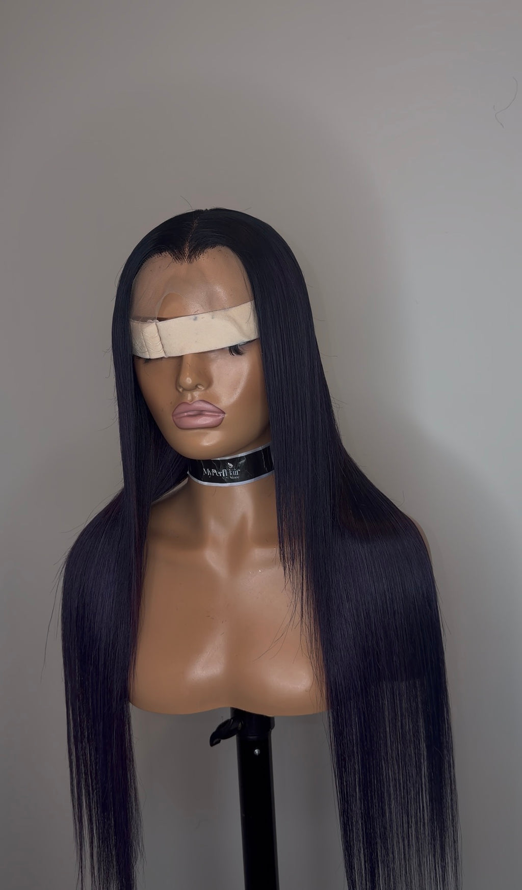 Blue black free parting glueless human hair wig
