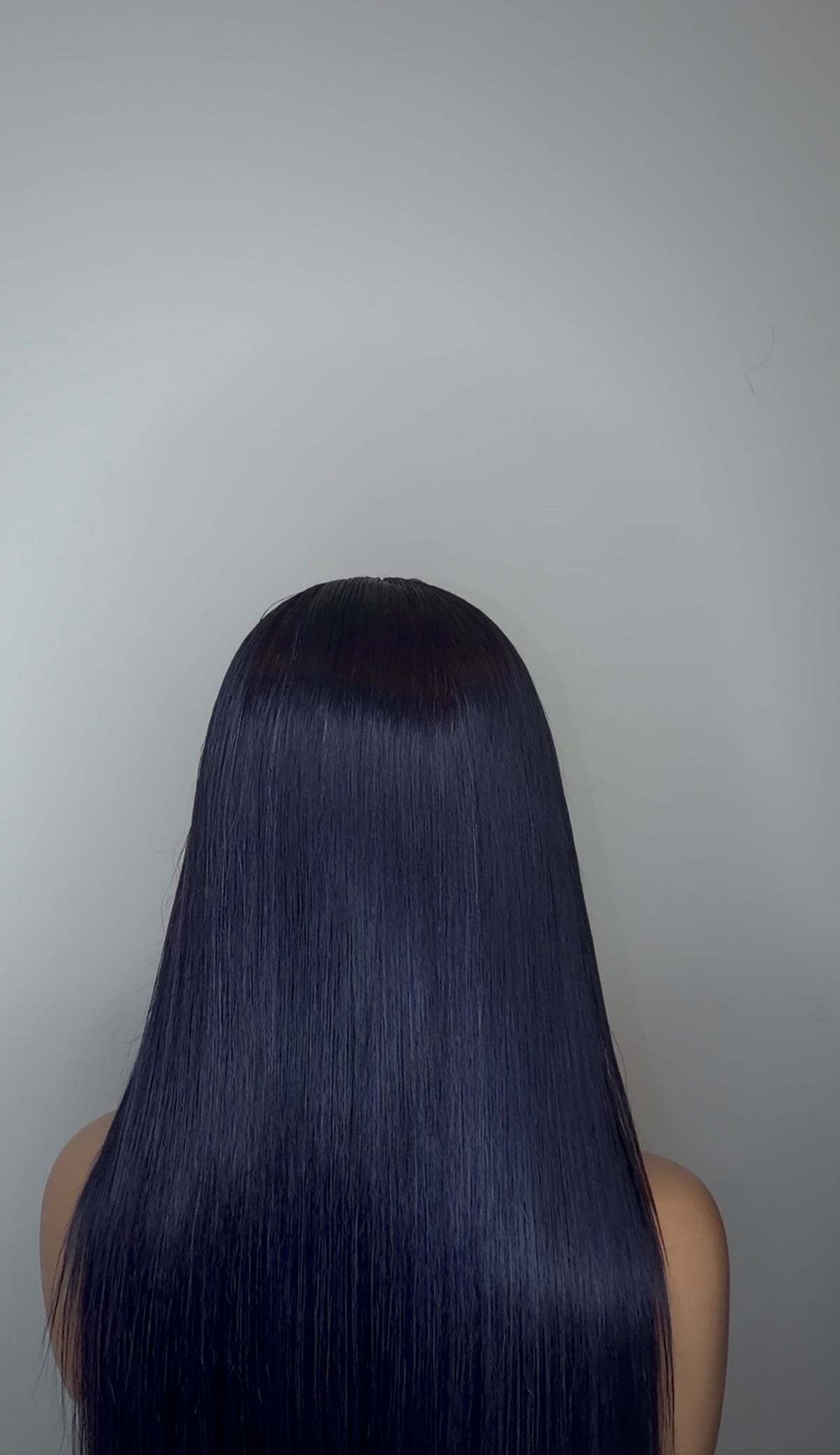Blue black free parting glueless human hair wig