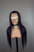 Blue black free parting glueless human hair wig