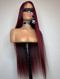 Burgundy red bone straight glueless wig