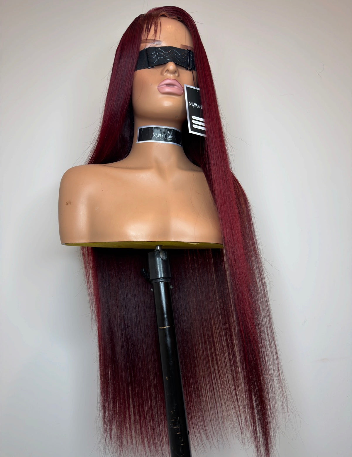 Burgundy red bone straight glueless wig