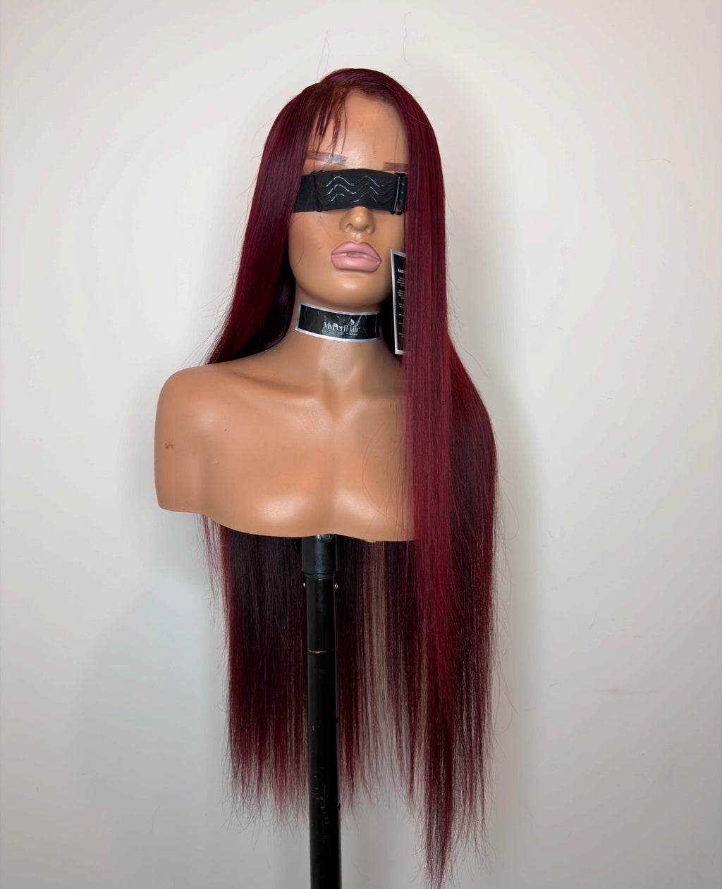 Burgundy red bone straight glueless wig