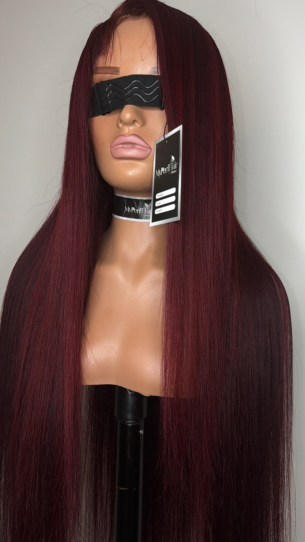 Burgundy red bone straight glueless wig