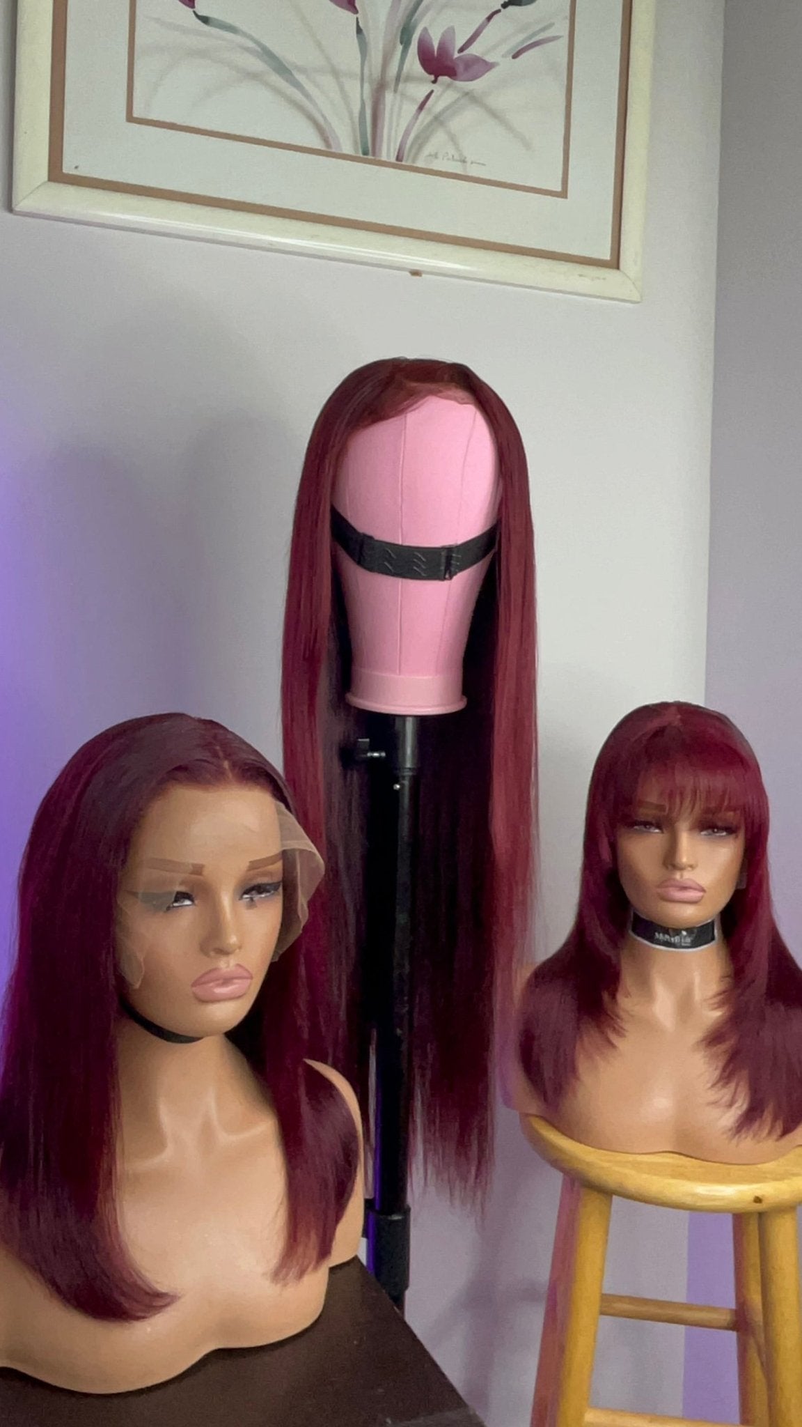 Burgundy red bone straight wig