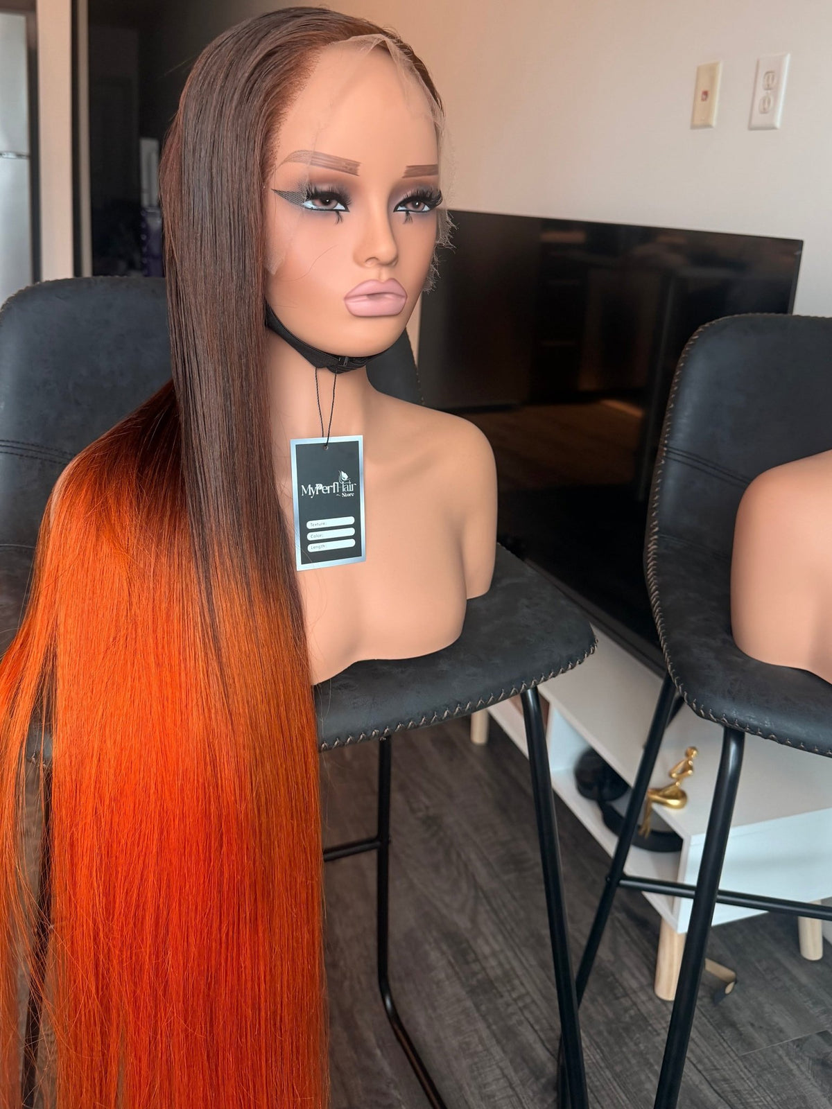 Omber brown and orange straight - Myperfhair_store