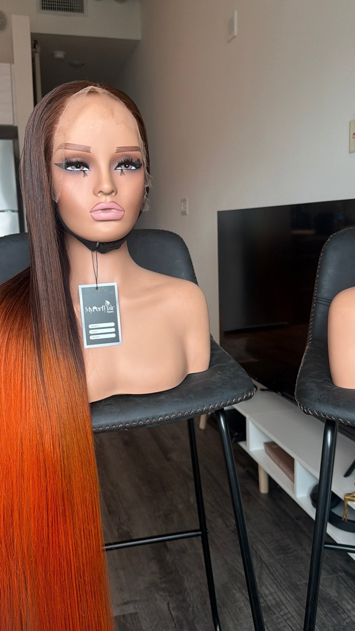 Omber brown and orange straight - Myperfhair_store