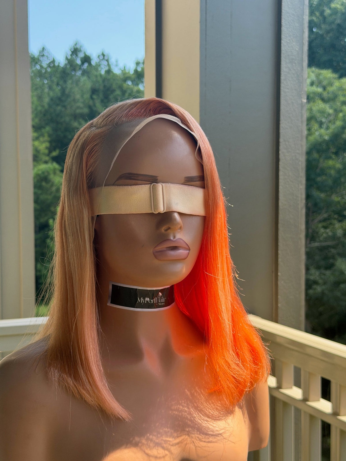 Orange straight wig - Myperfhair_store