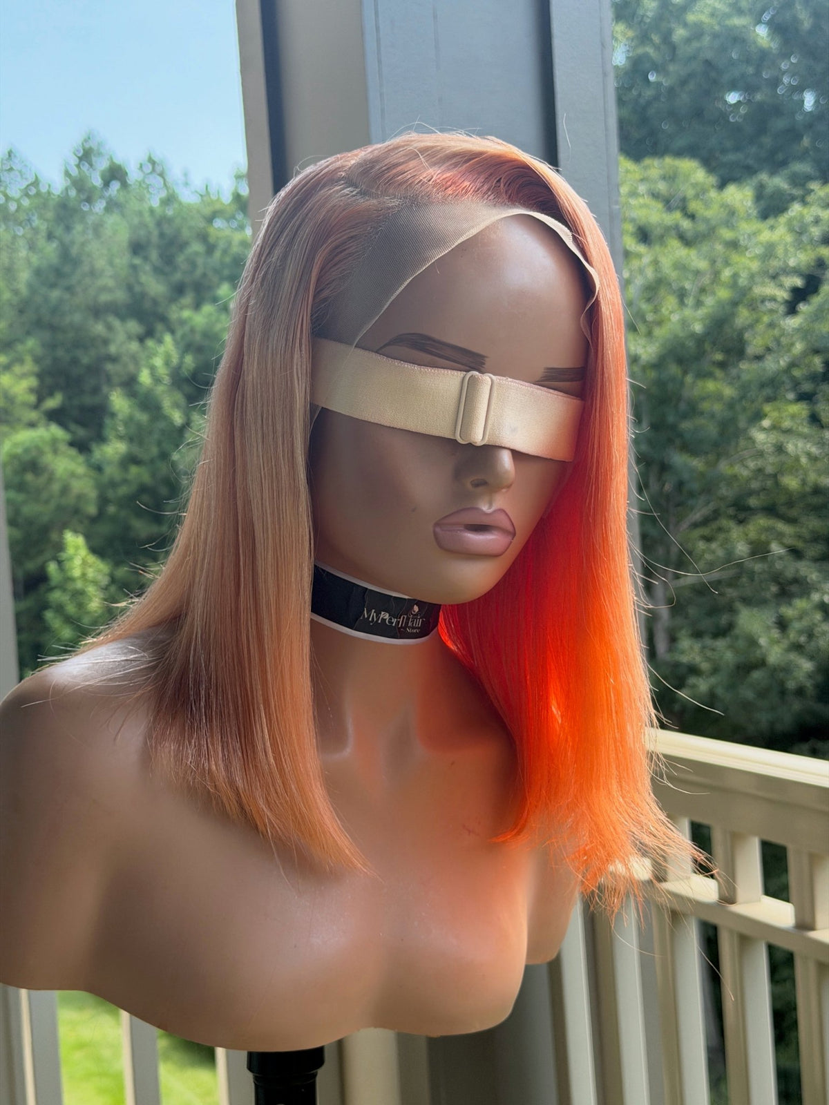 Orange straight wig - Myperfhair_store